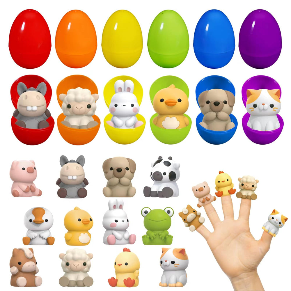 Letapapa Easter eggs with animal puppets for a colorful hunt.
