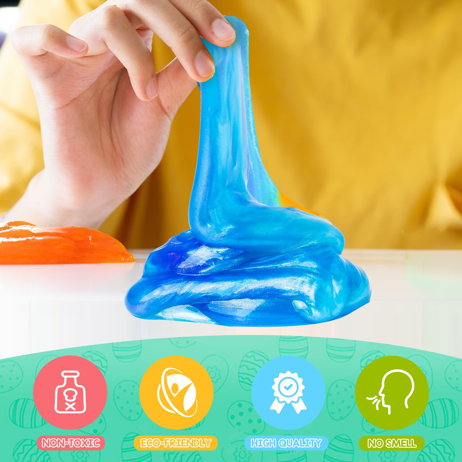 Letapapa slime inside eggs, soft and safe for young children.