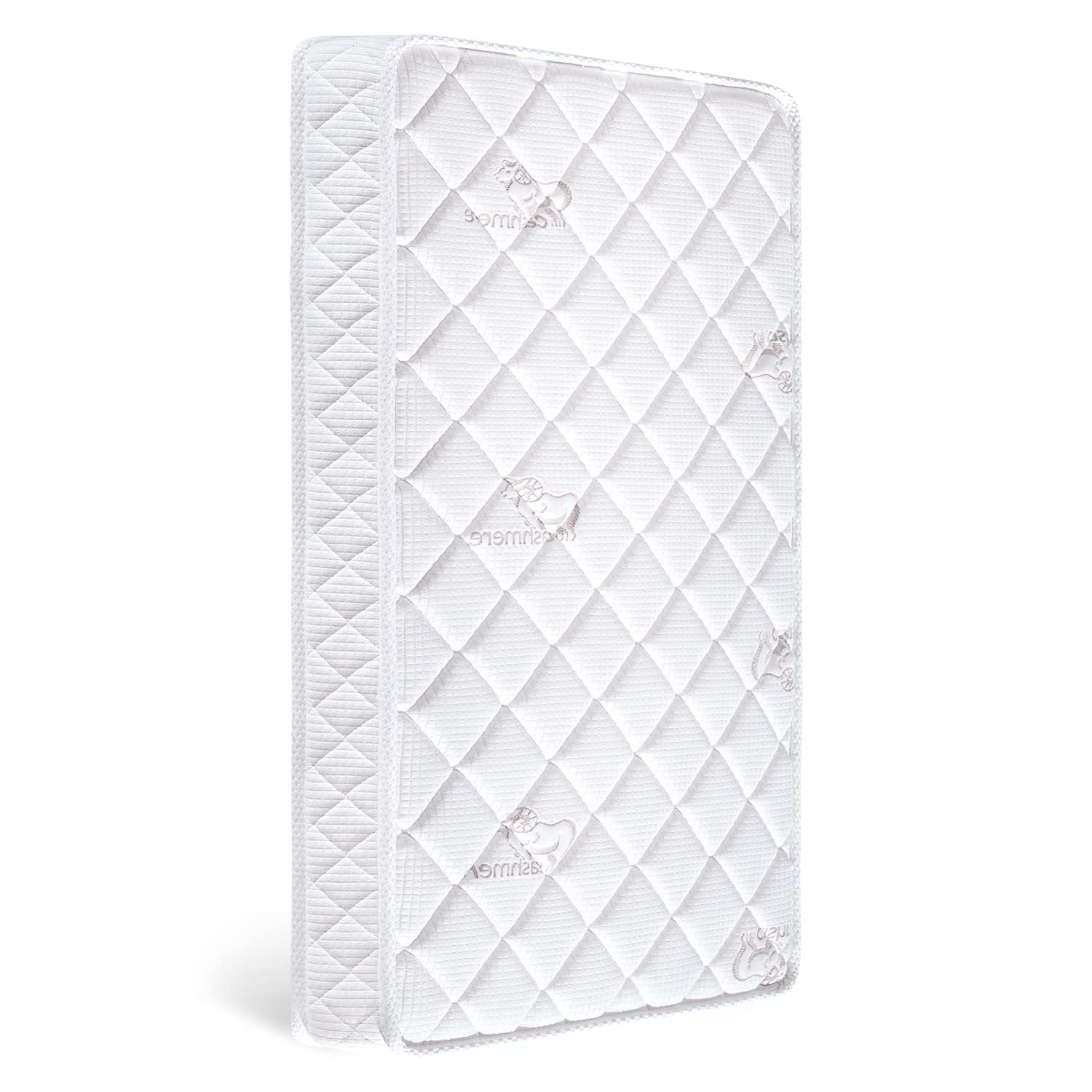 Letmxiu premium crib mattress front view shows seam-free fit for safe sleep.