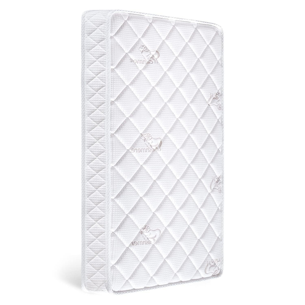 Letmxiu premium crib mattress front view shows seam-free fit for safe sleep.