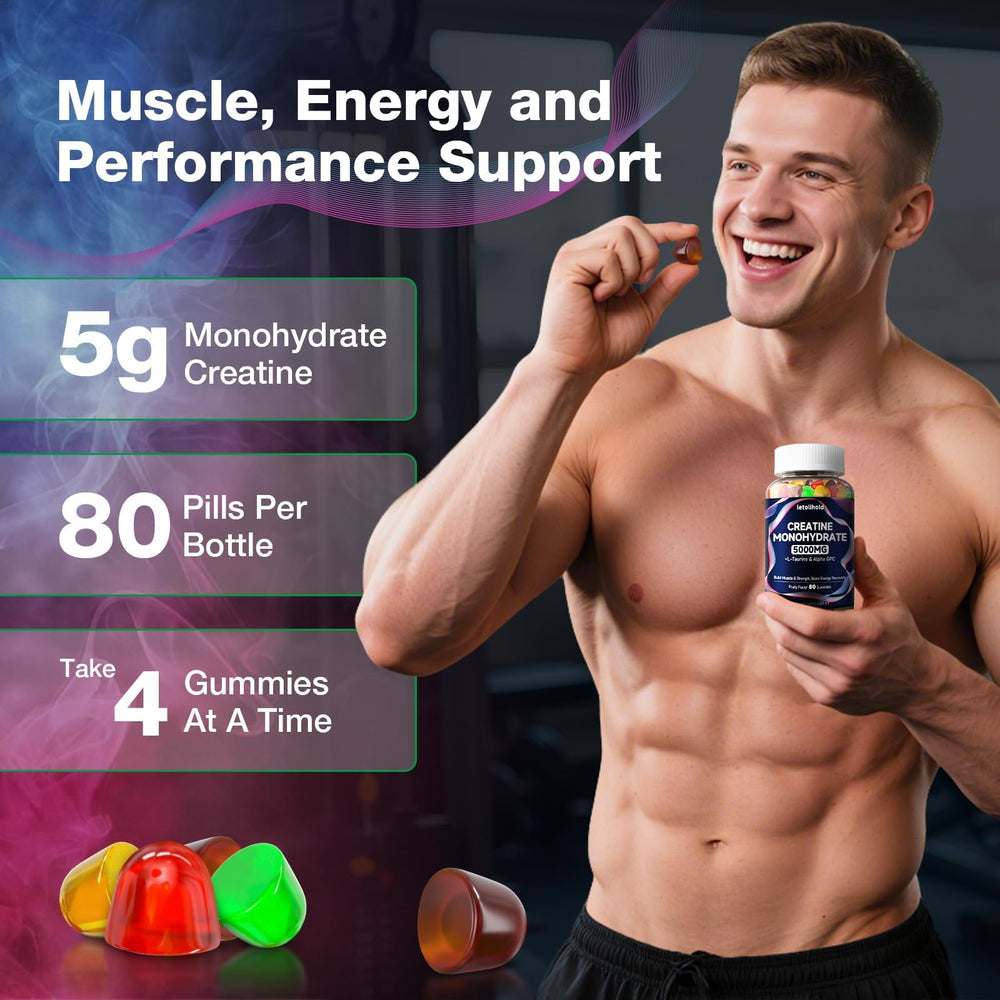 Alpha GPC and taurine ingredients shown in Letollhold gummies for energy support.