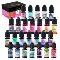 LET'S RESIN 26-color alcohol ink bottle set for vivid resin art projects.