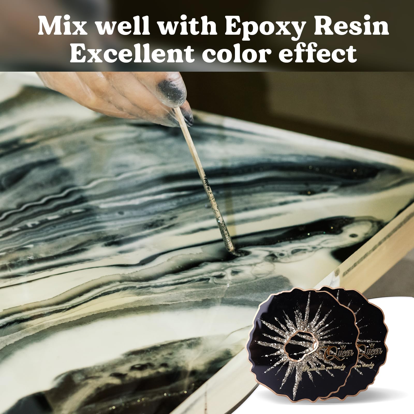 Let's Resin Black Pigment Coaster mold shows rich color with durable epoxy results.
