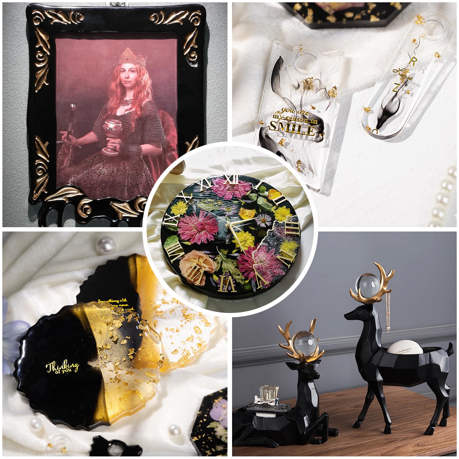 Let's Resin Black Pigment Paste enhances resin decor pieces with vibrant, lasting contrast.