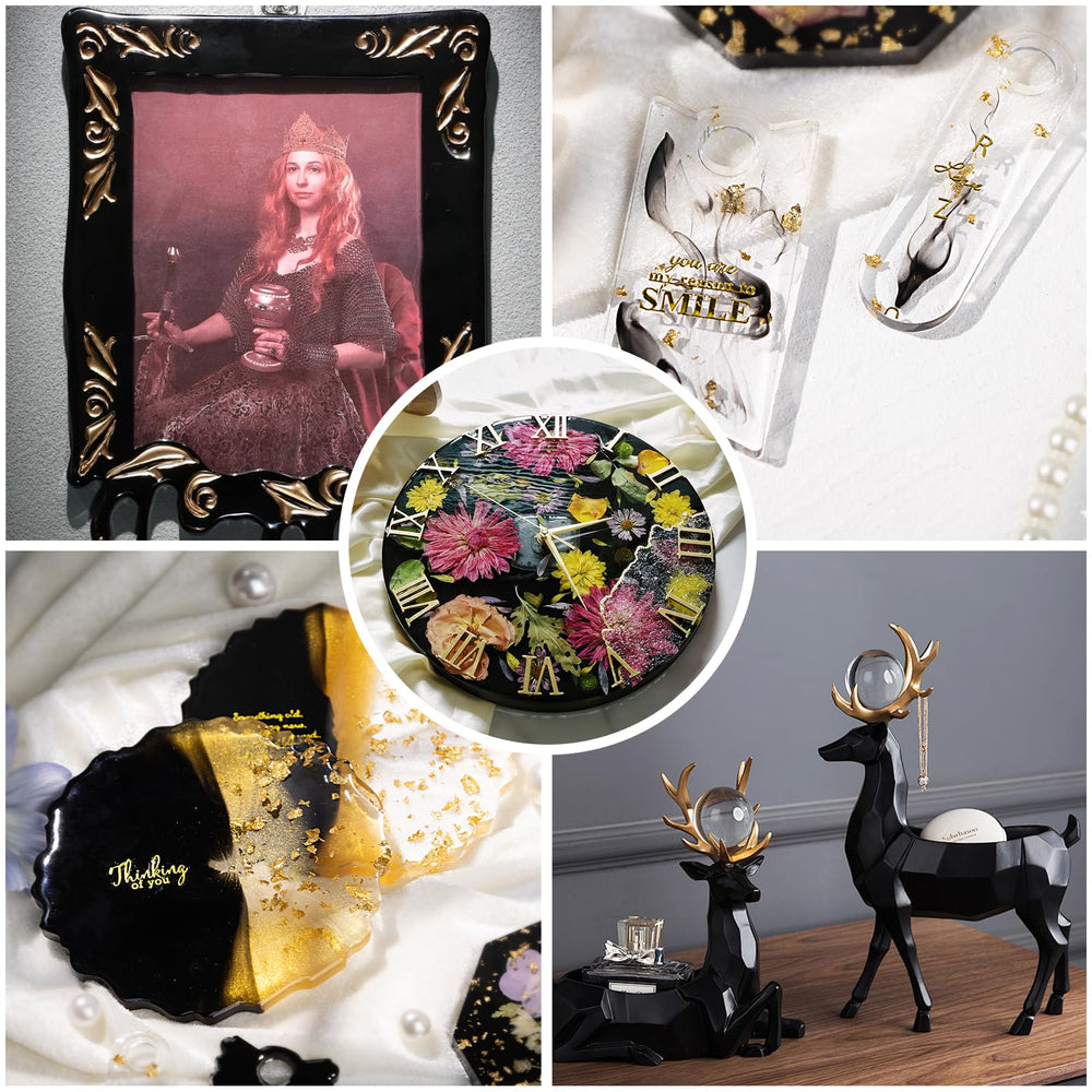 Let's Resin Black Pigment Paste enhances resin decor pieces with vibrant, lasting contrast.