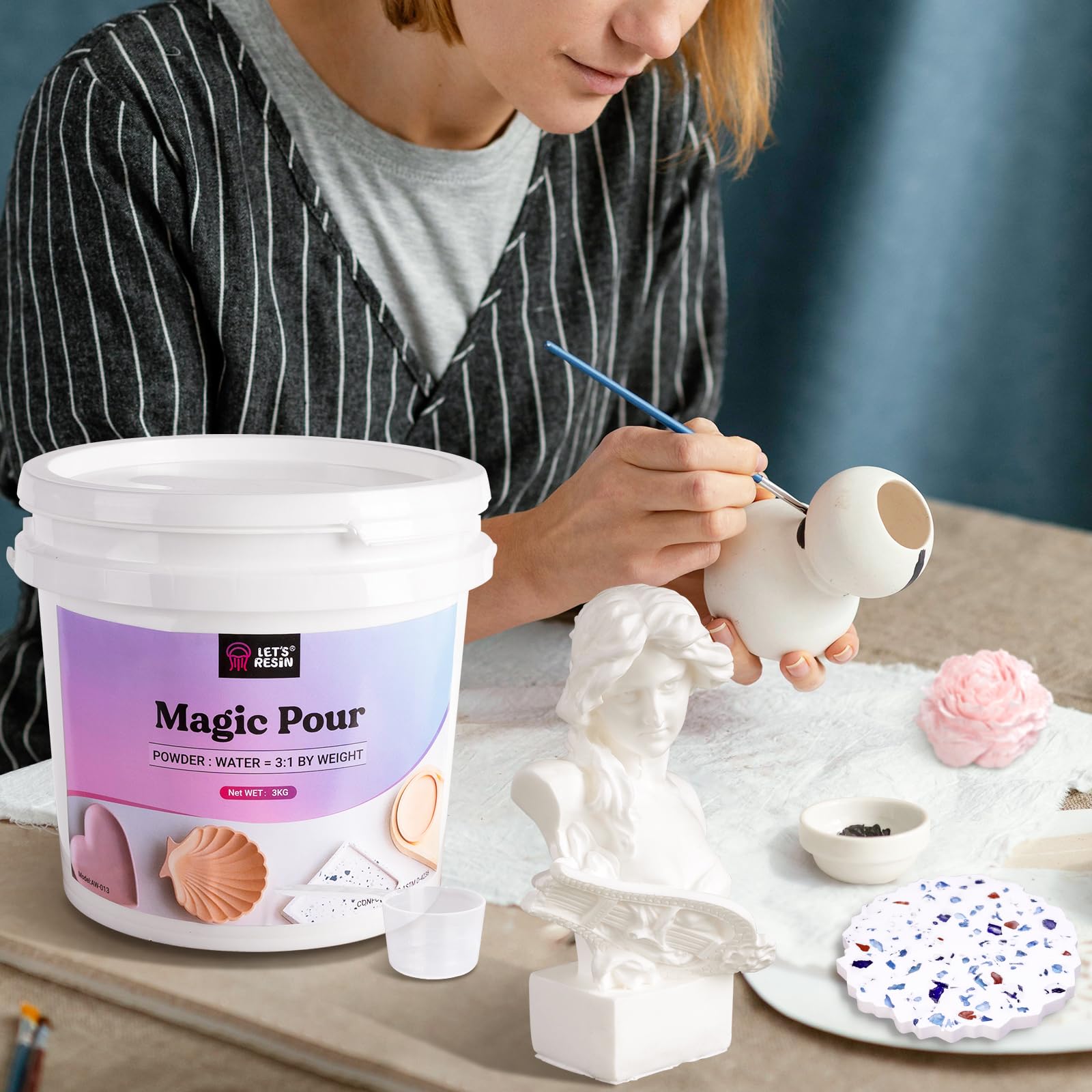 LET'S RESIN resin powder creates durable, heatproof crafts you can seal for protection.