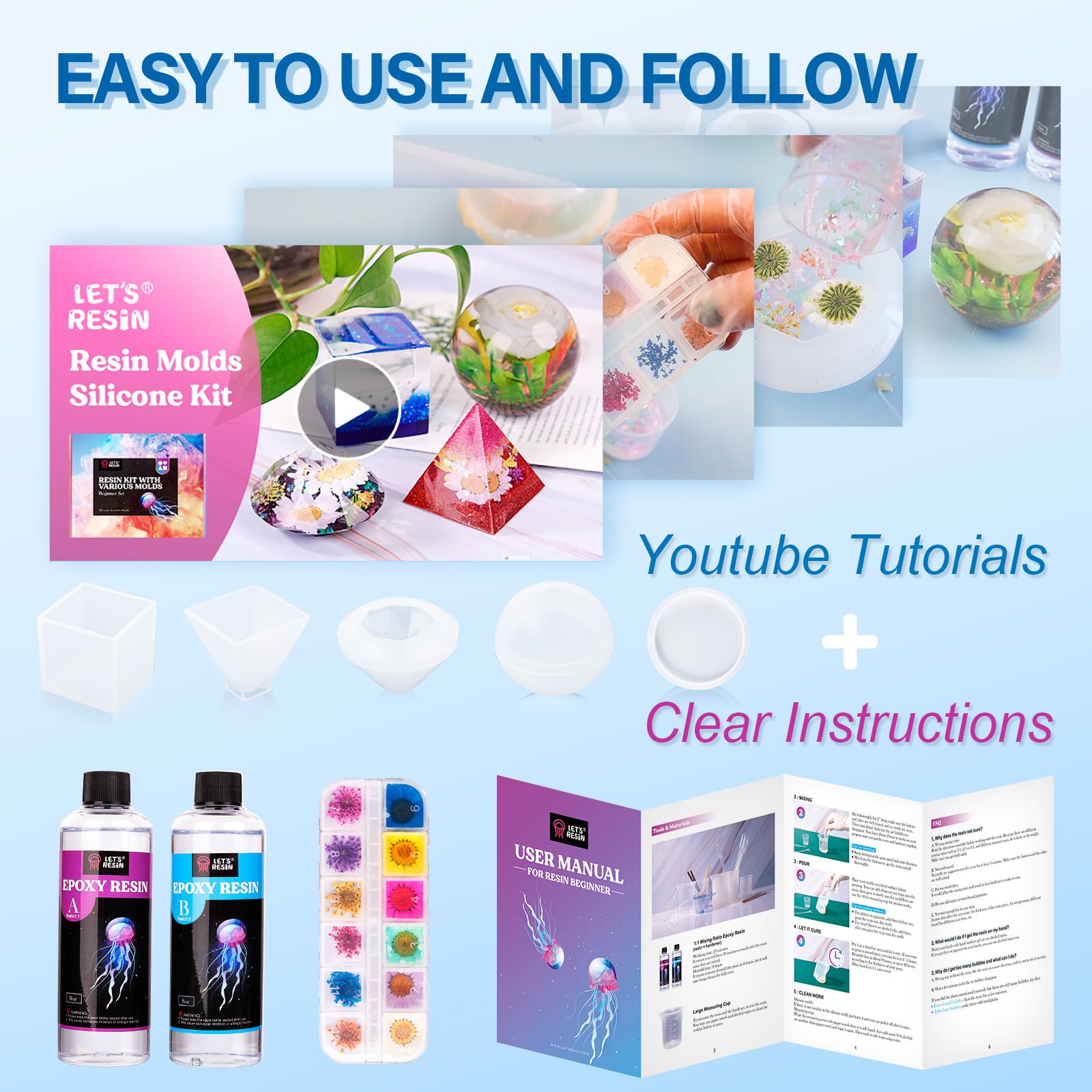 LET'S RESIN measuring cups and tools for precise mixing and clean results