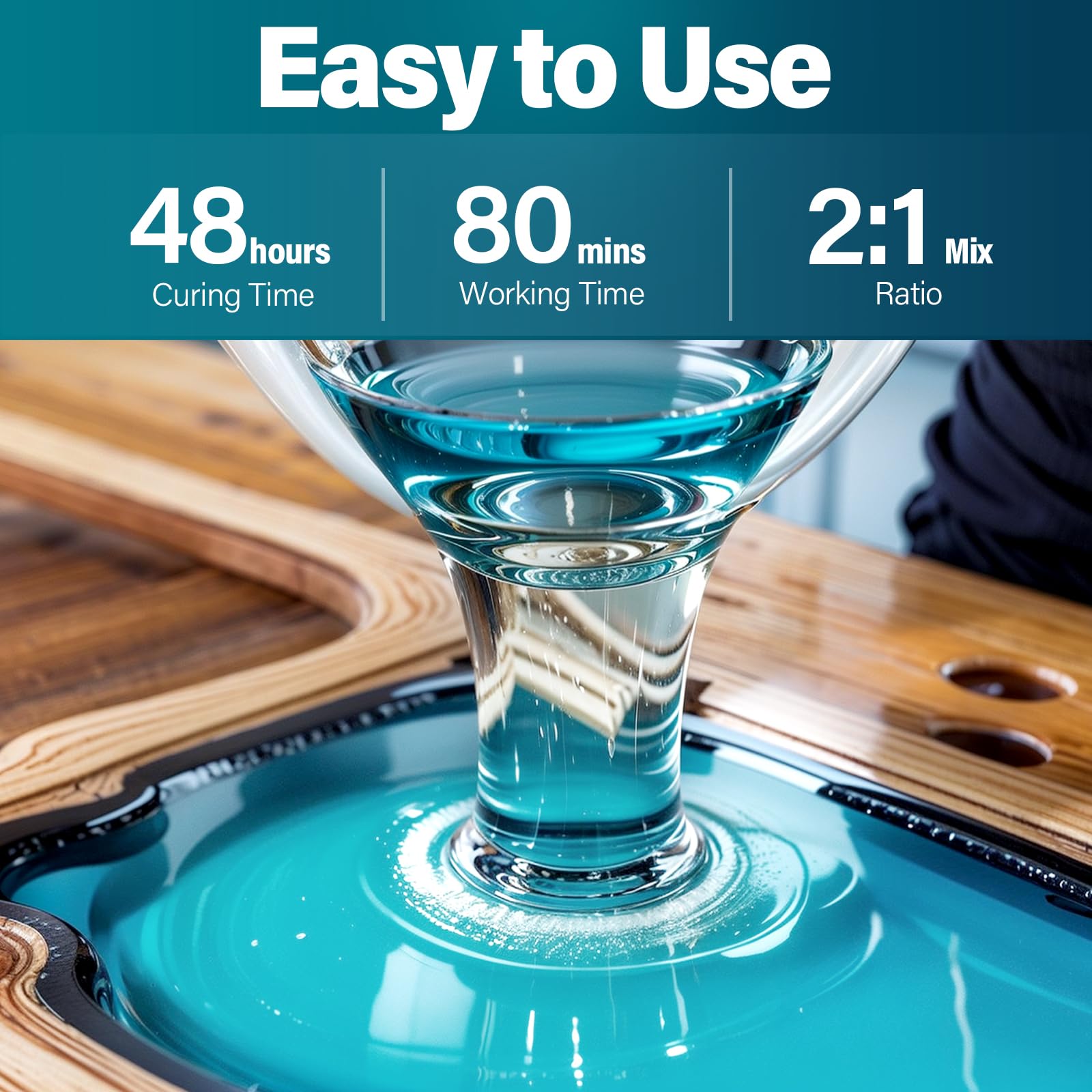 LET'S RESIN self-leveling epoxy creates an even, glossy surface with reduced cracking risk.