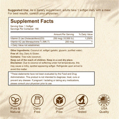 LETSCOL softgel close-up showing D3 and K2 dosage