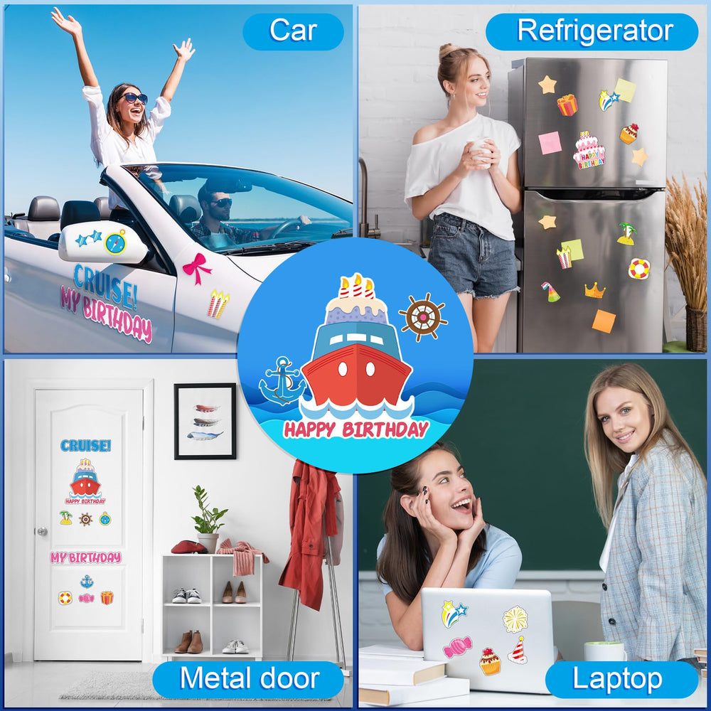 Leumoi fridge magnets bring party vibes to the cabin for cruise celebrations.