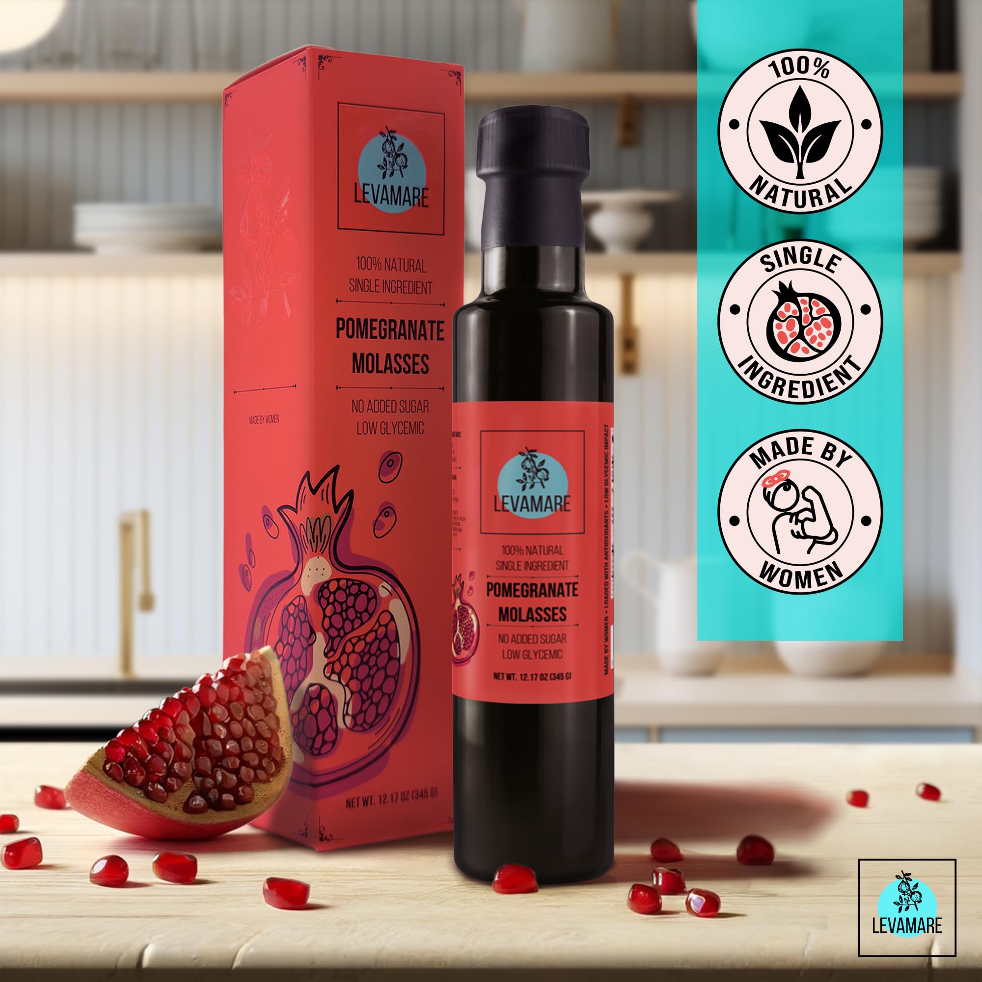 Levamare Pomegranate Molasses drizzle over salad for versatile flavor