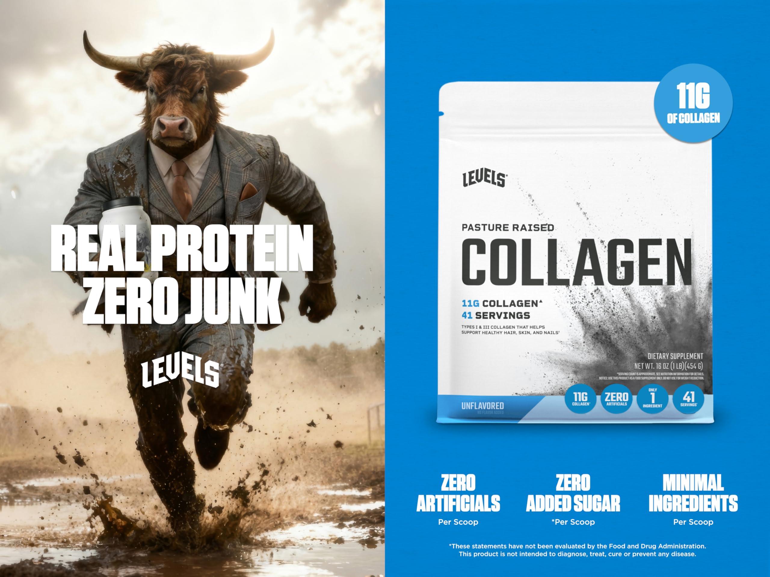 Levels Collagen Peptides 1lb bag for easy everyday mixing