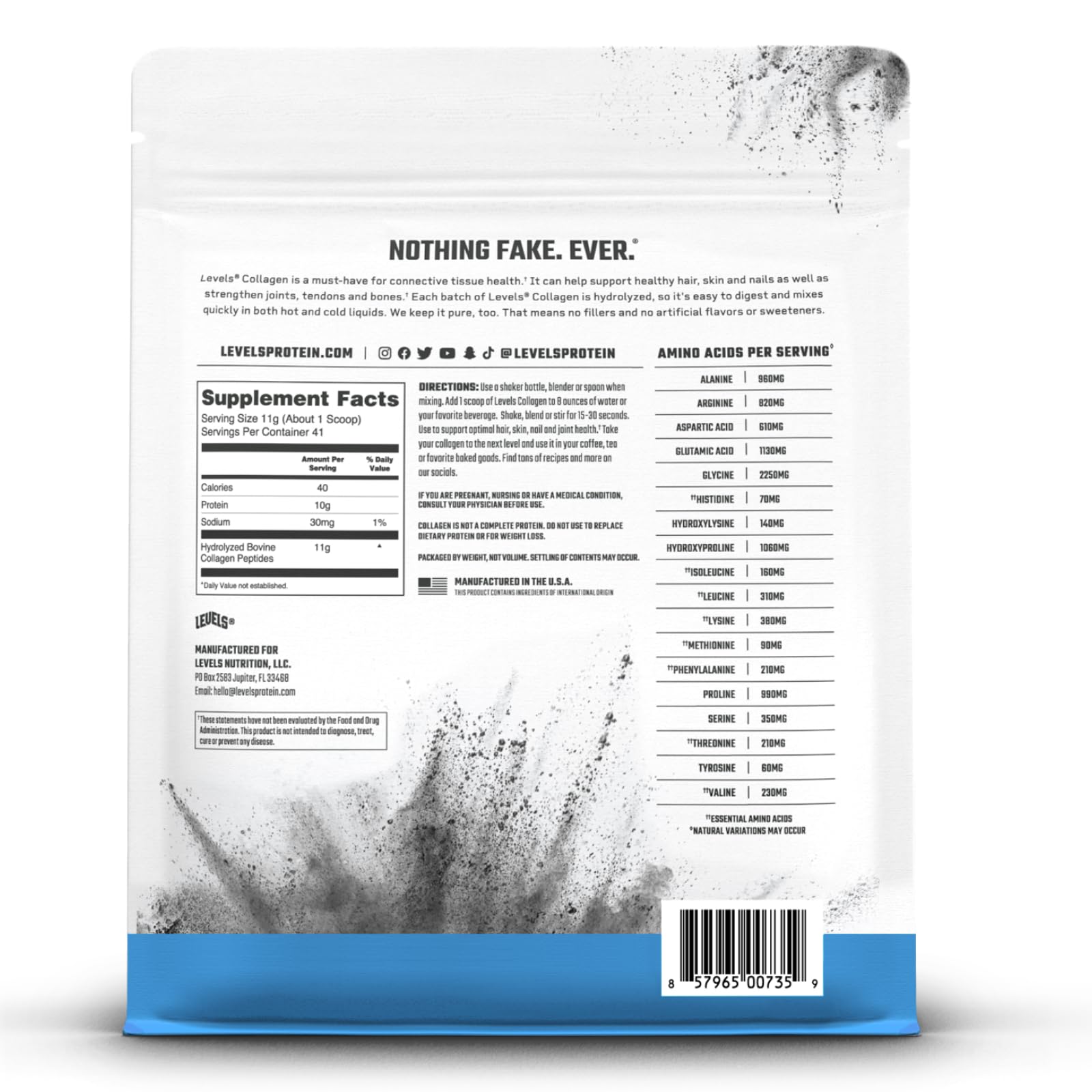 Levels Collagen Peptides bottle with clean ingredients label