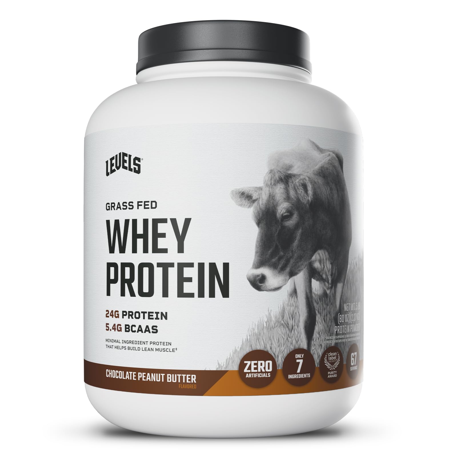 Levels Grass Fed Whey powder bag highlights premium protein for daily workouts.