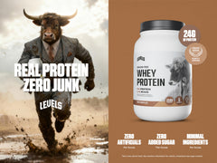 Levels Grass Fed Whey powder pour creates a smooth chocolate shake with no artificial additives.