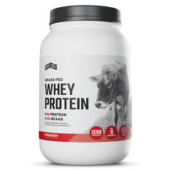 Levels Nutrition grass-fed whey front label highlights 24g protein per serving