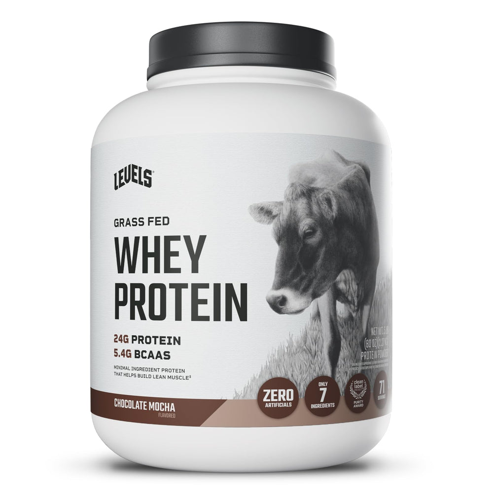 Levels Grass Fed Whey Chocolate Mocha 5lb package front, convenient daily protein.