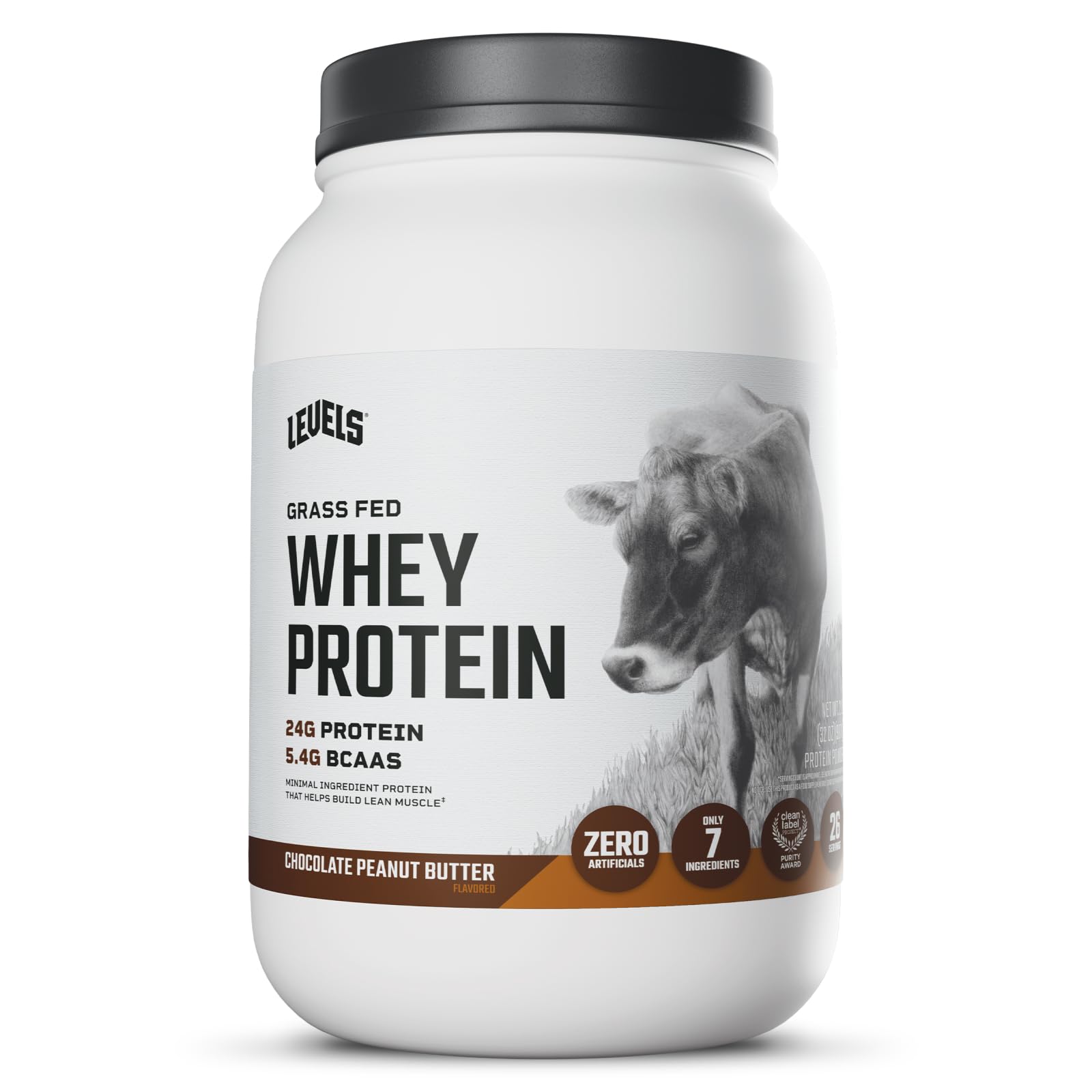 Levels grass-fed whey powder in a bag highlighting clean ingredients for everyday fueling.