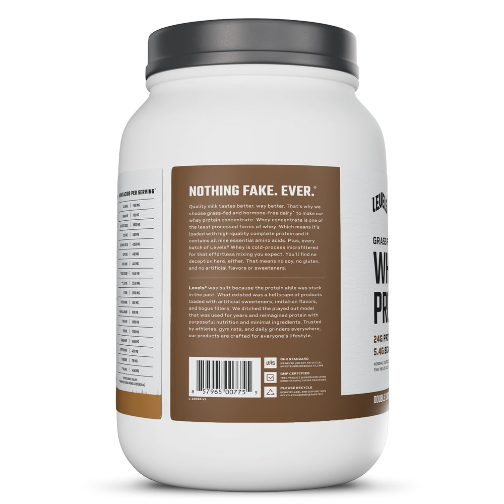 Levels Grass Fed Whey shake with fruit, showcasing versatile flavor use.