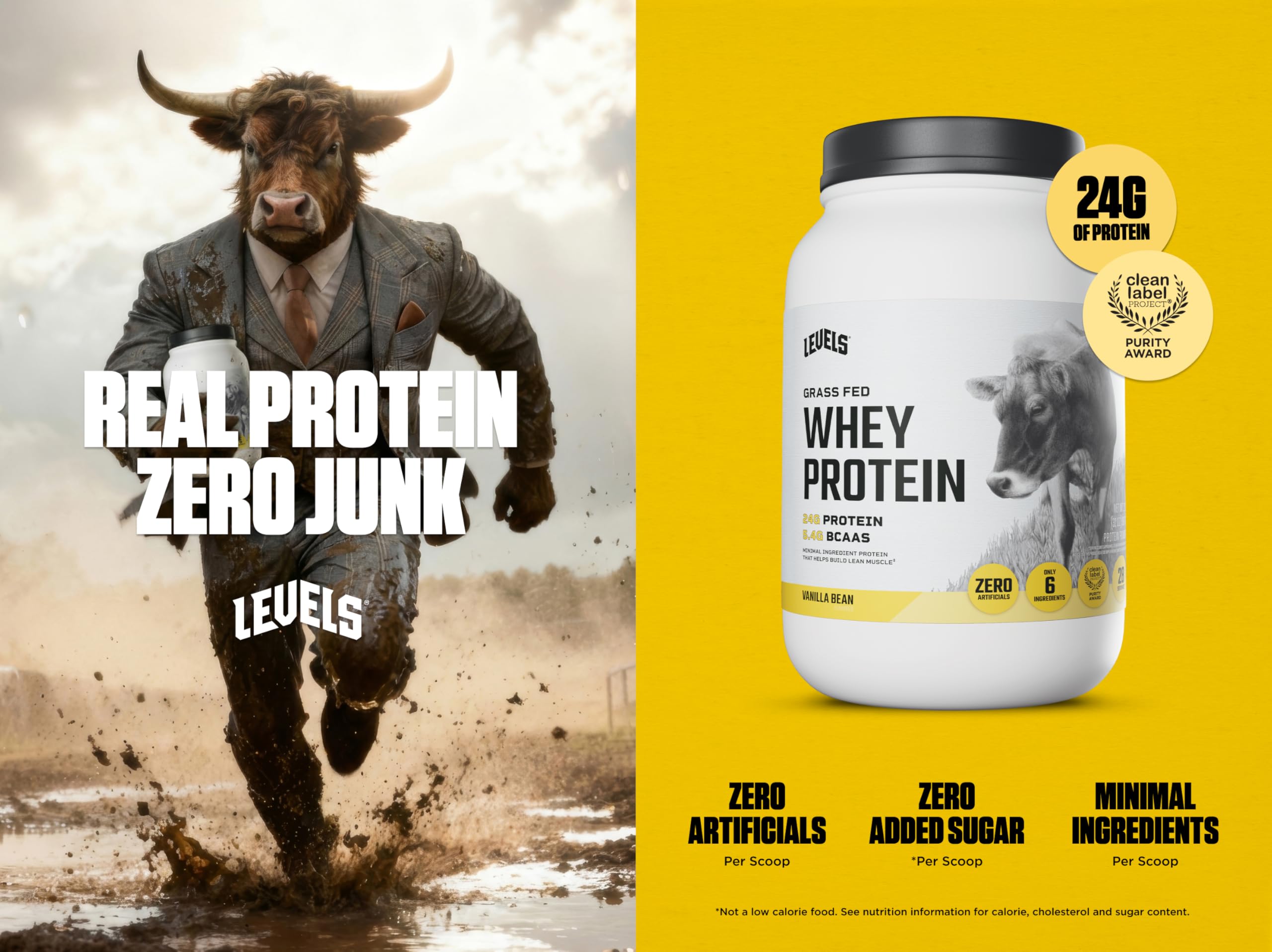 Levels Grass Fed Whey Vanilla Bean shake in glass demonstrates quick post-workout use.