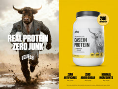 Levels Nutrition micellar casein powder close-up demonstrates smooth, mixable texture.