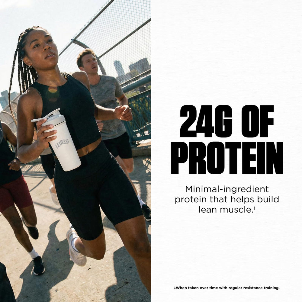Shaker with Levels Chocolate Mocha whey ready to mix quickly after workouts.