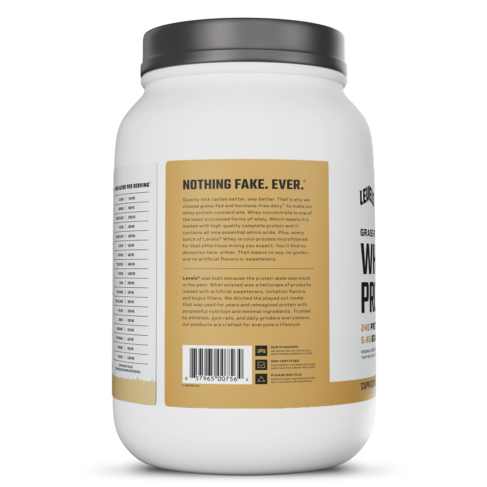 Creamy cappuccino shake made with Levels whey protein offering rich texture