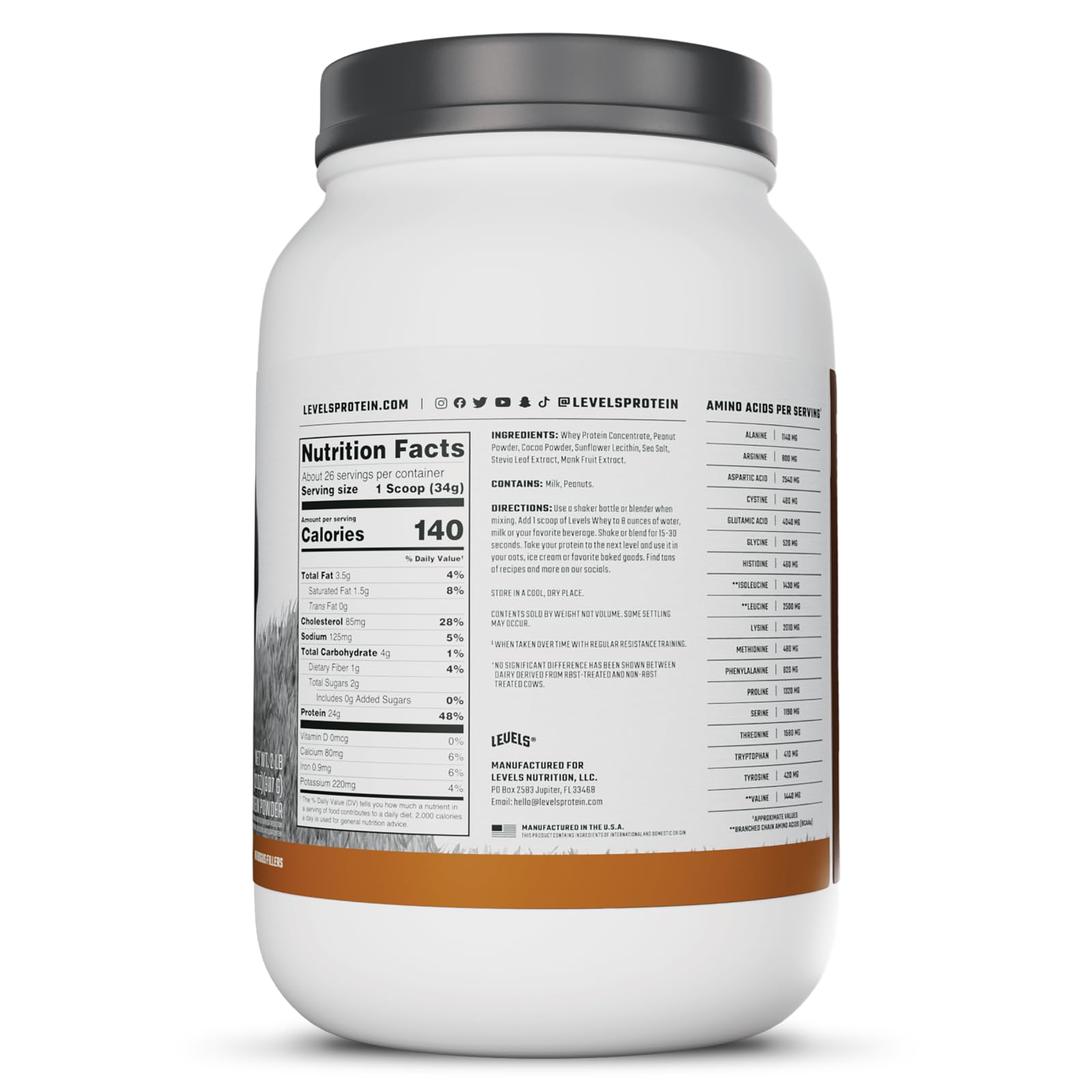 Levels whey protein mixing in a shaker shows easy blending.