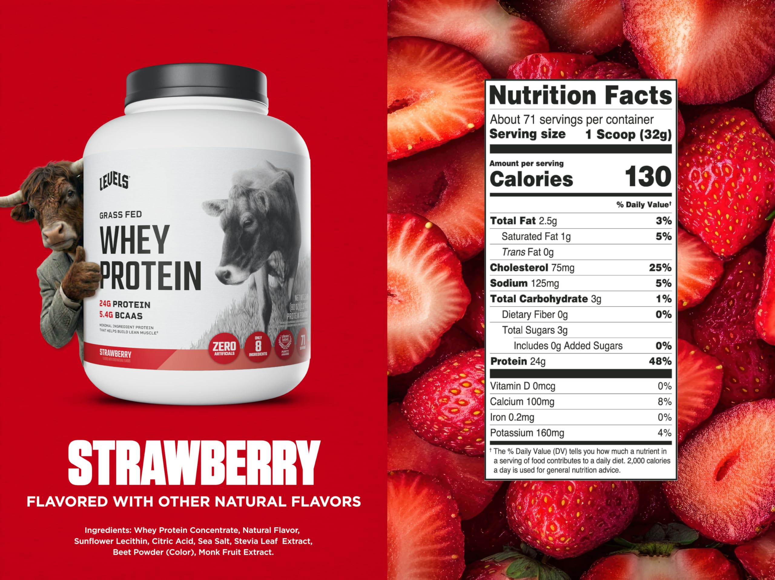 Levels Whey Protein Shake strawberry flavor ready after workouts