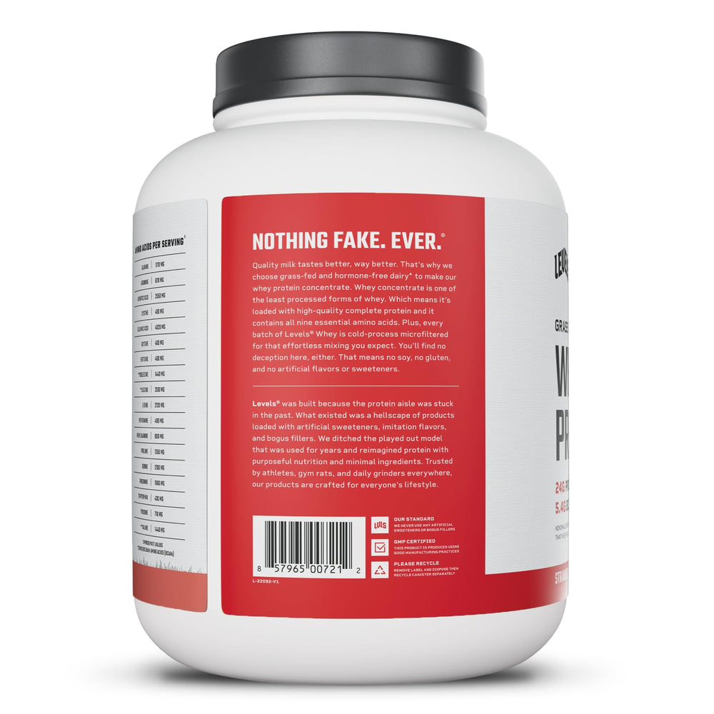 Levels Strawberry flavor powder dissolves smoothly in a glass of water