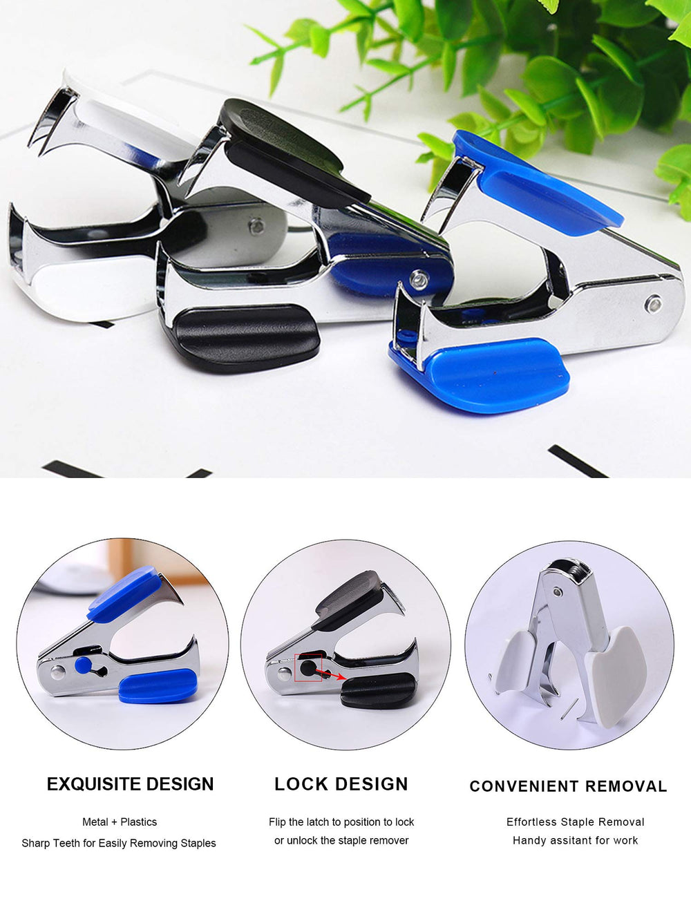 Leven Effortless Stapler contents showing 1500 staples and remover included