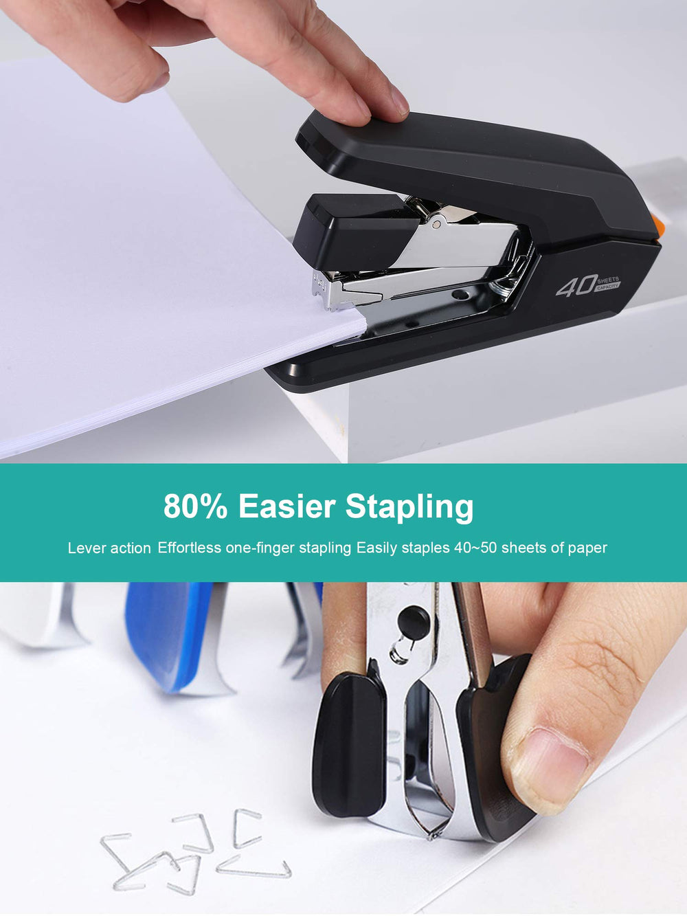 Leven Effortless Stapler non slip base stabilizing on a desk