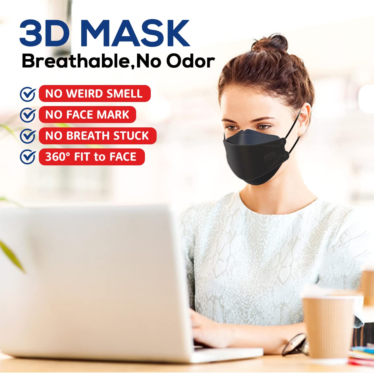 LEVENIS KN95 mask breathable fabric enabling all-day comfort.