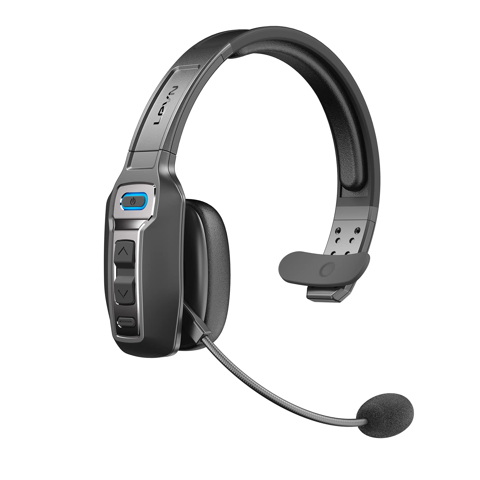 LEVN Bluetooth headset with microphone for clear calls on the go.