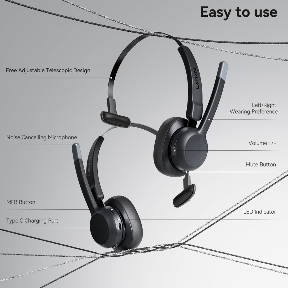 LEVN Trucker Headset lightweight 85 g design for all-day comfort.