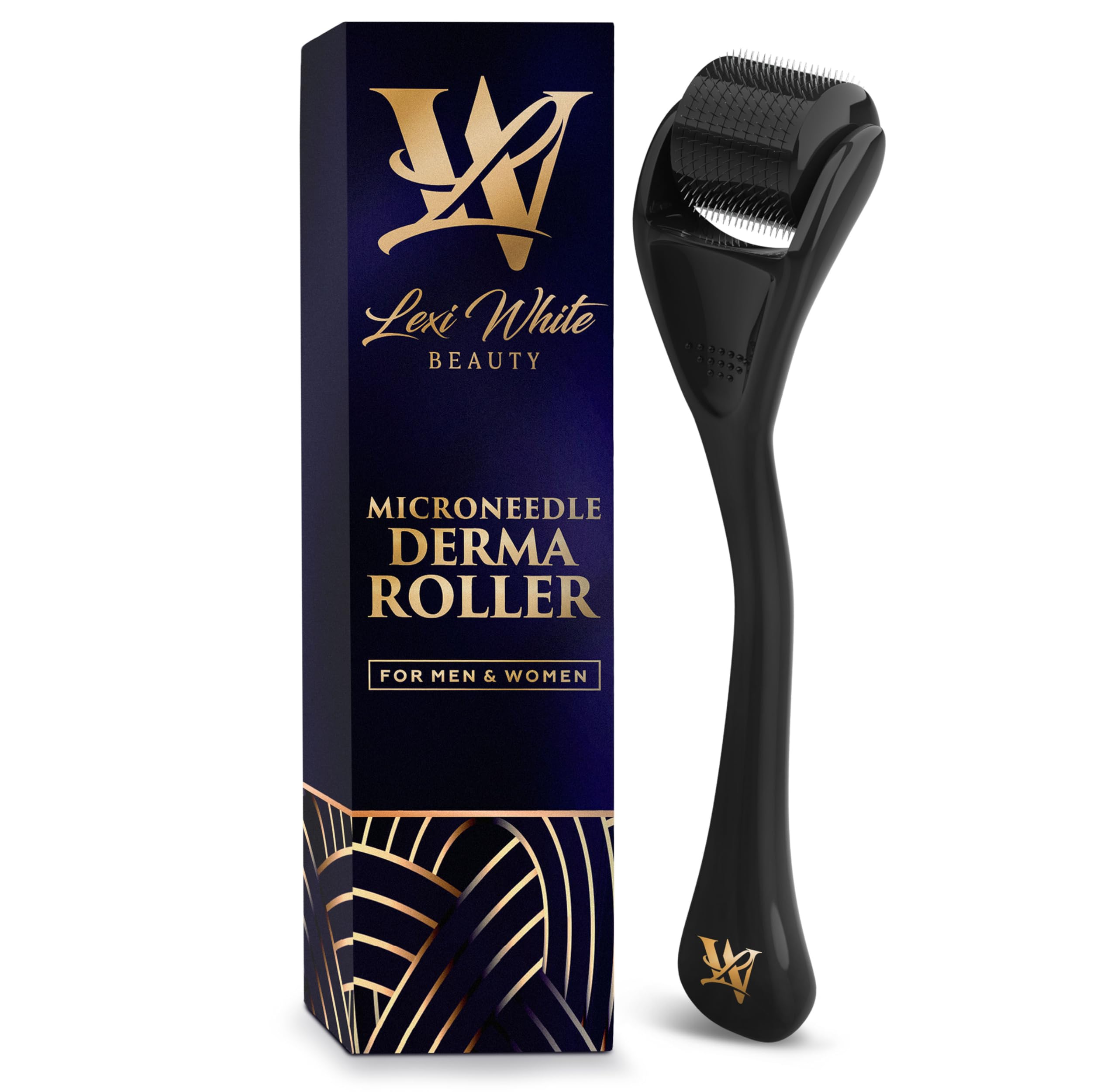 Lexi White Beauty derma roller on face for at‑home microneedling benefits