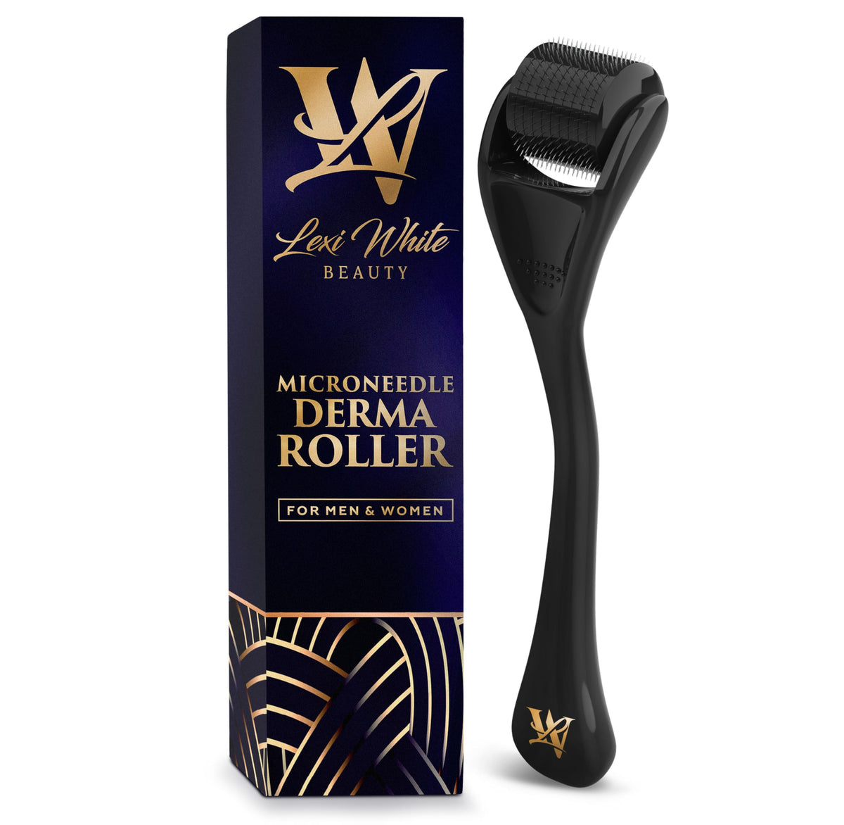 Lexi White Beauty derma roller on face for at‑home microneedling benefits