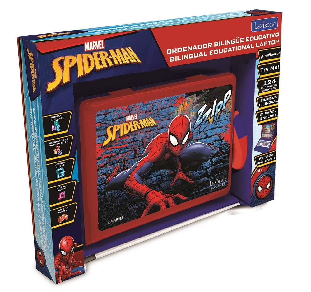 LEXiBOOK Spider-Man screen with colorful animations supporting learning.