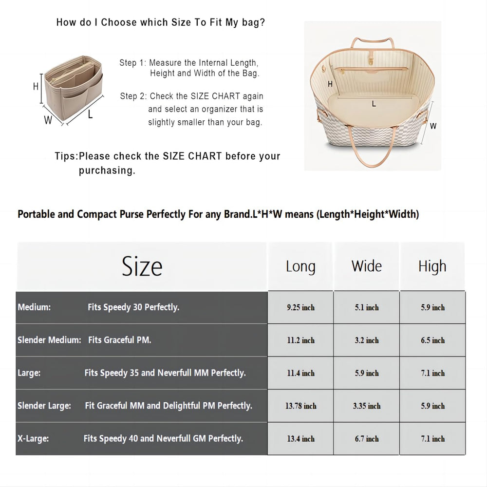 LEXSION fits Speedy and Neverfull sizes, enabling quick bag swaps.