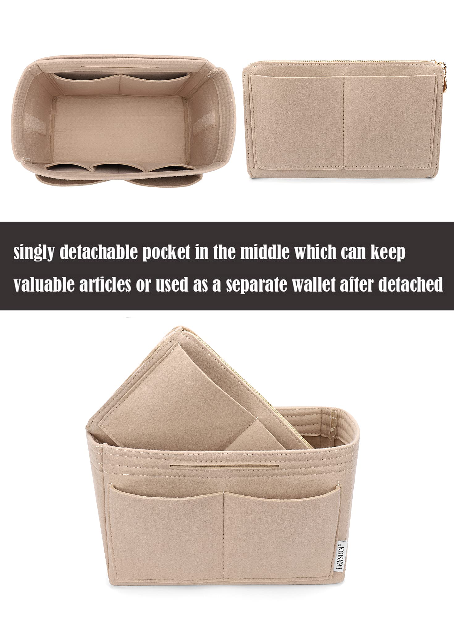 LEXSION organizer interior shows 10 pockets for neat separation of items.