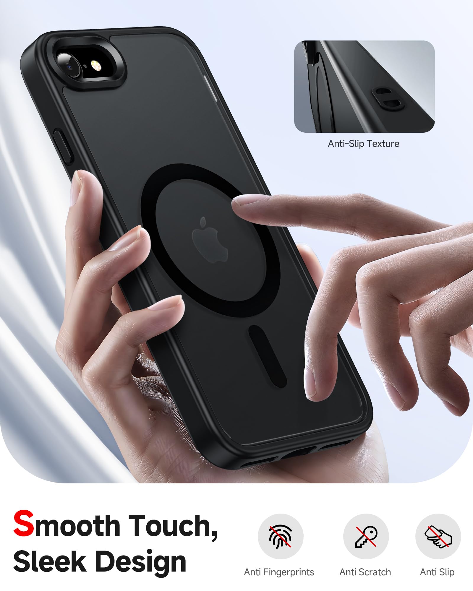 Luxurious silky matte back delivering a comfortable, non-slip grip.