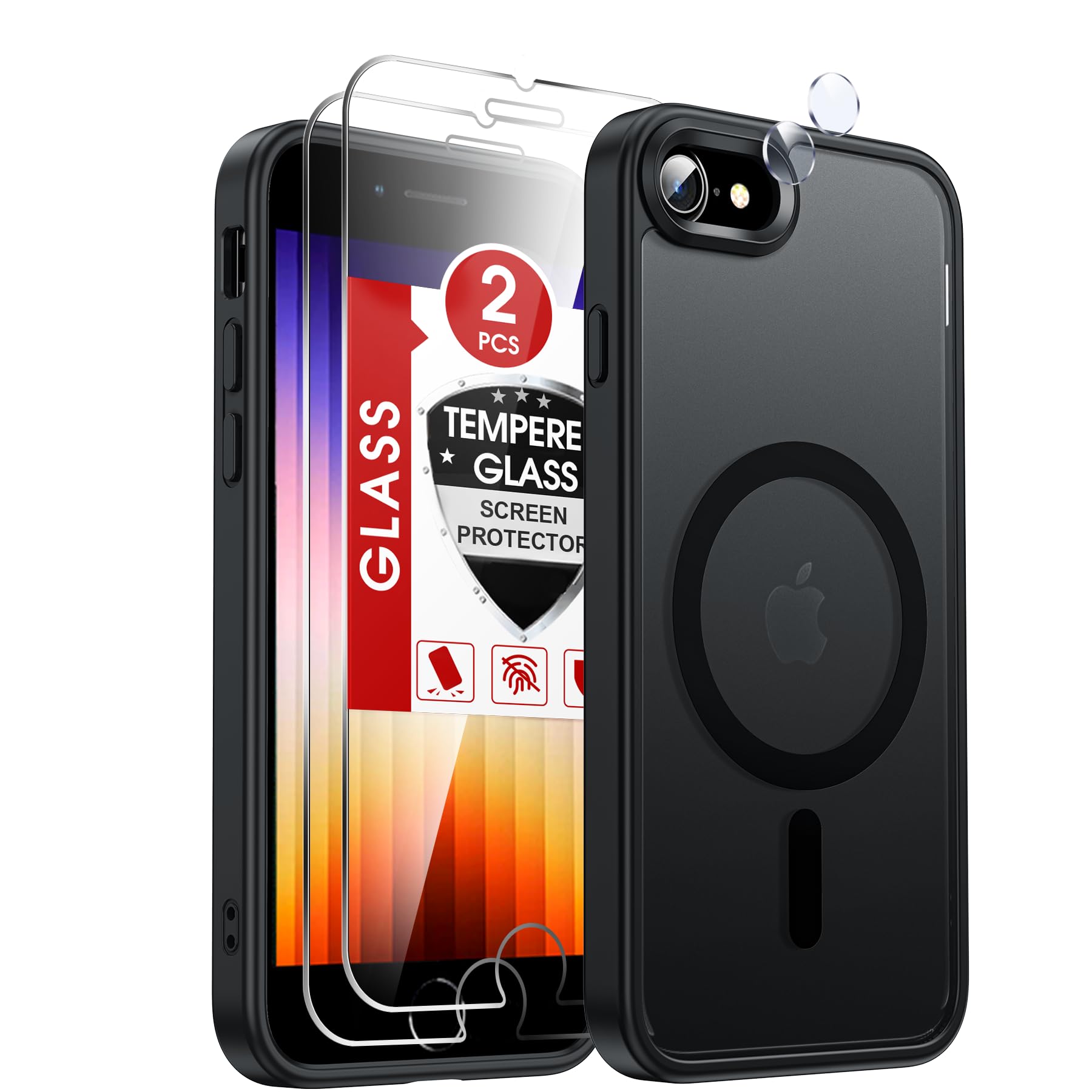 LeYi iPhone SE case with screen protectors and camera covers for all-in-one protection.