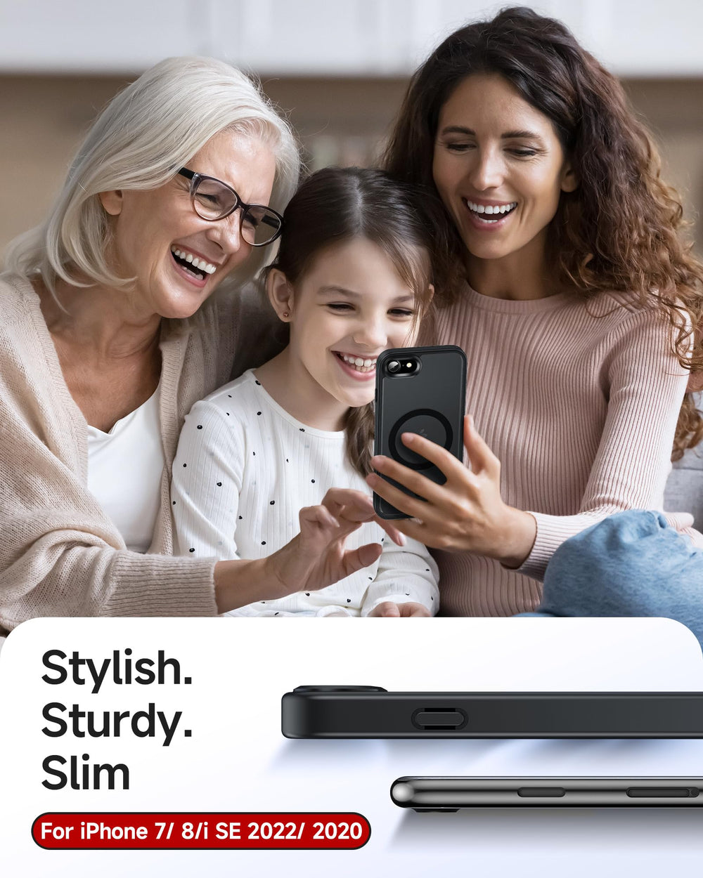 Slim profile iPhone SE case with precise, responsive metal buttons.
