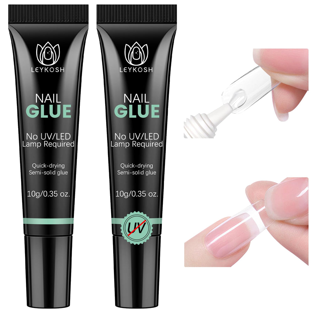 LEYKOSH fast-dry glue with a 0.5mm tip for precise nail application.