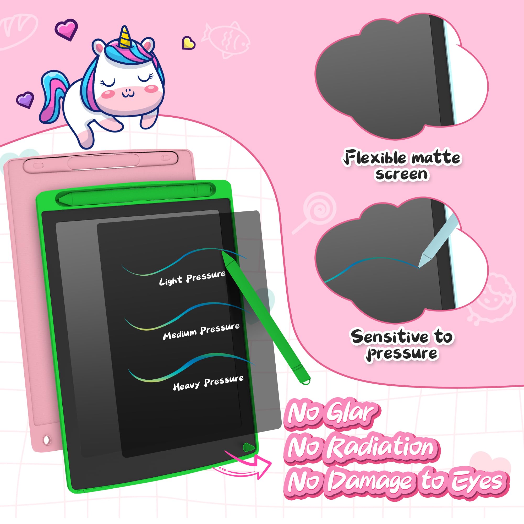 LEYAOYAO green front-view 3-pack drawing tablet ideal for portable learning.