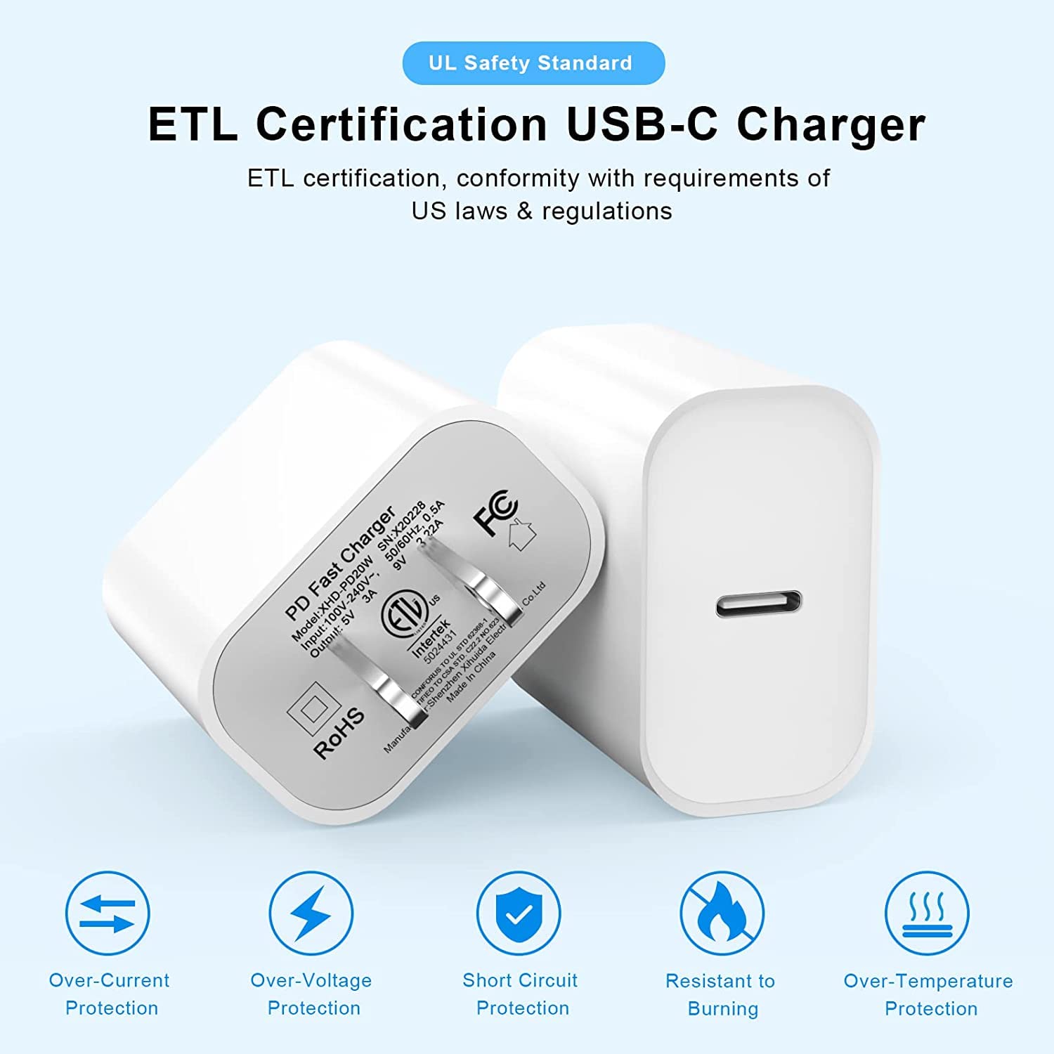 lezaface two-pack iphone charger set for home and travel