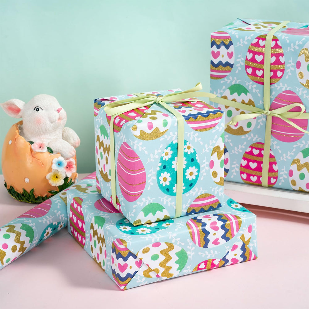LeZakaa Easter wrap with blue backdrop is perfect for baskets.