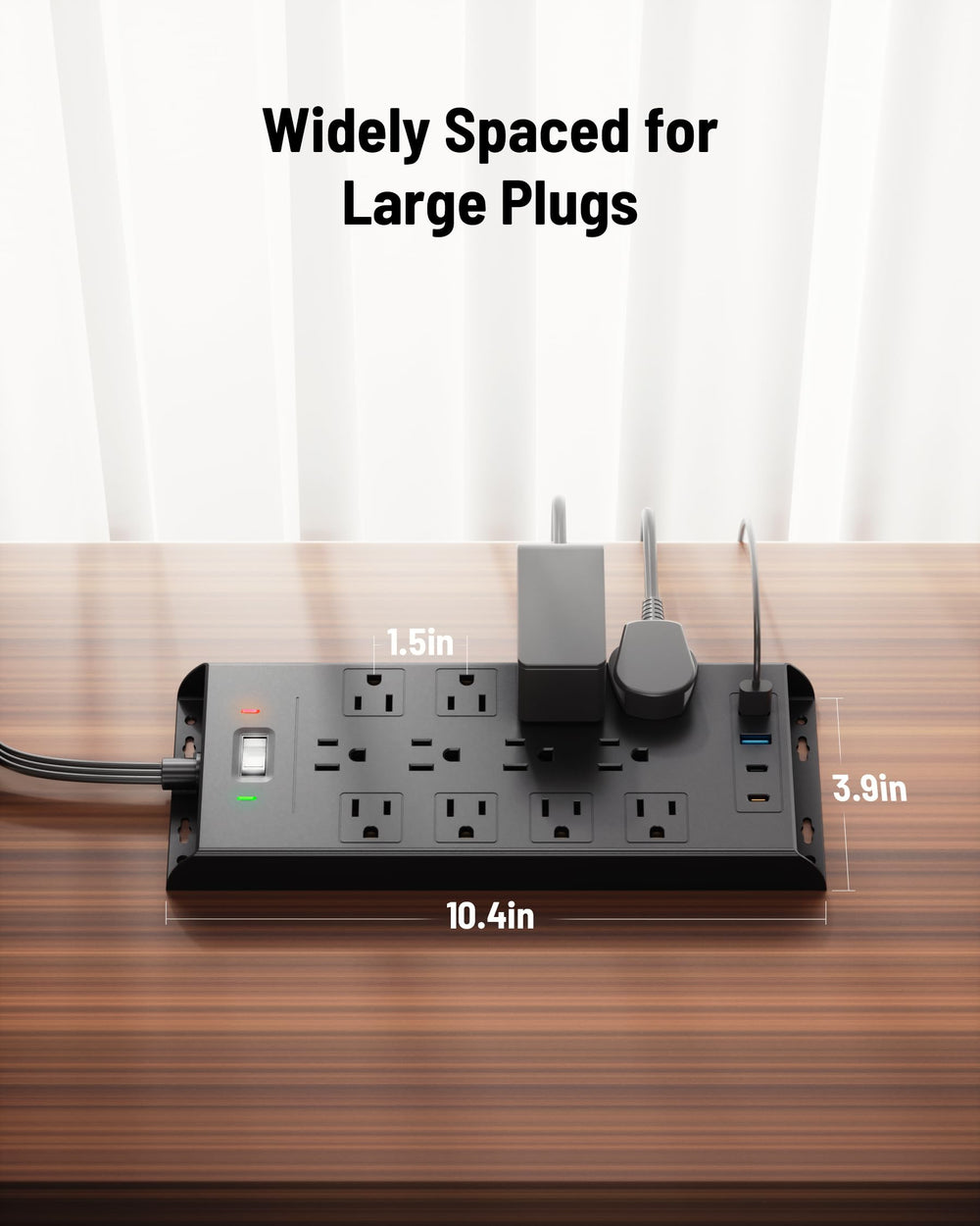 LeZone surge protector wall-mount ready option for tidy setups.