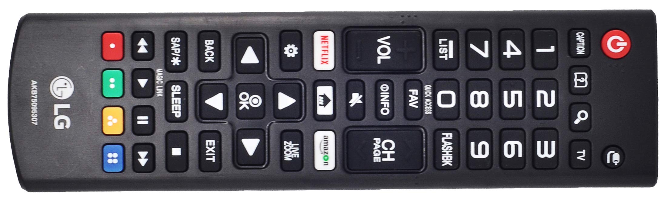 Close-up of LG AKB75095307 home/menu quick-access buttons
