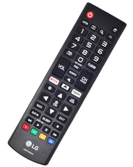 Top view of LG AKB75095307 remote with ergonomic button arrangement
